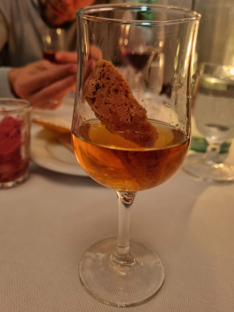 Dessert wine with cracker