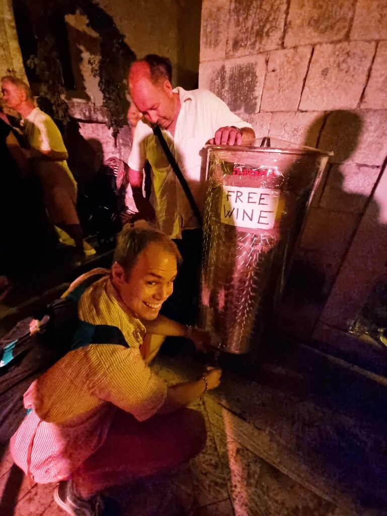 Philipp with free wine in Trogir