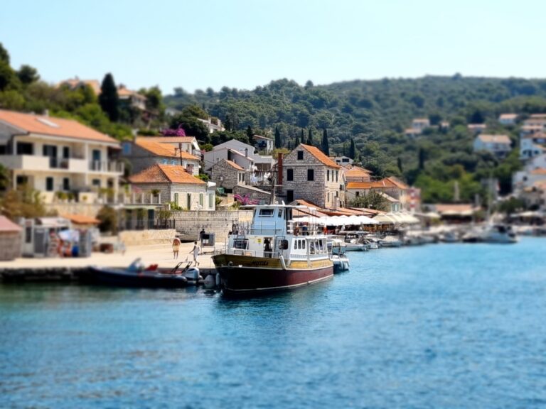 boat lying in the harbor close to Trogir