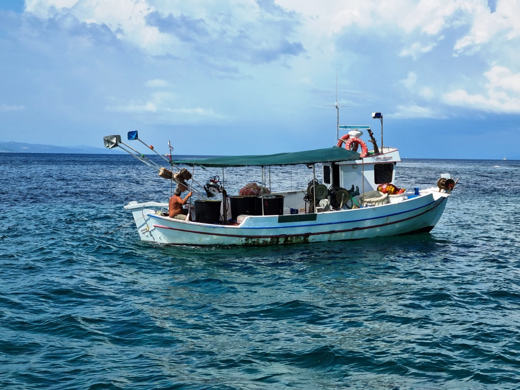 Skiathos fisherman fishing