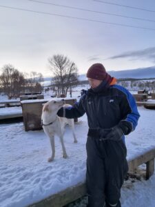 philipp petting a dog